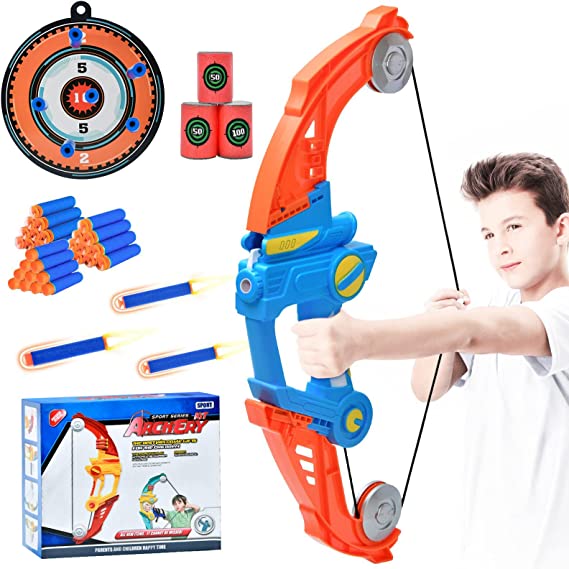Jouet d'arc pour enfants Fyydes, ensemble de tir à l'arc durable pour  enfants, flèches souples en plastique avec cible de score, jouets pour  enfants, ensemble de jouets de tir à l'arc 