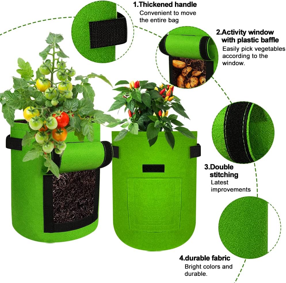 4/7/10 Gallon Potato Grow Bags with Durable Handle Thickened