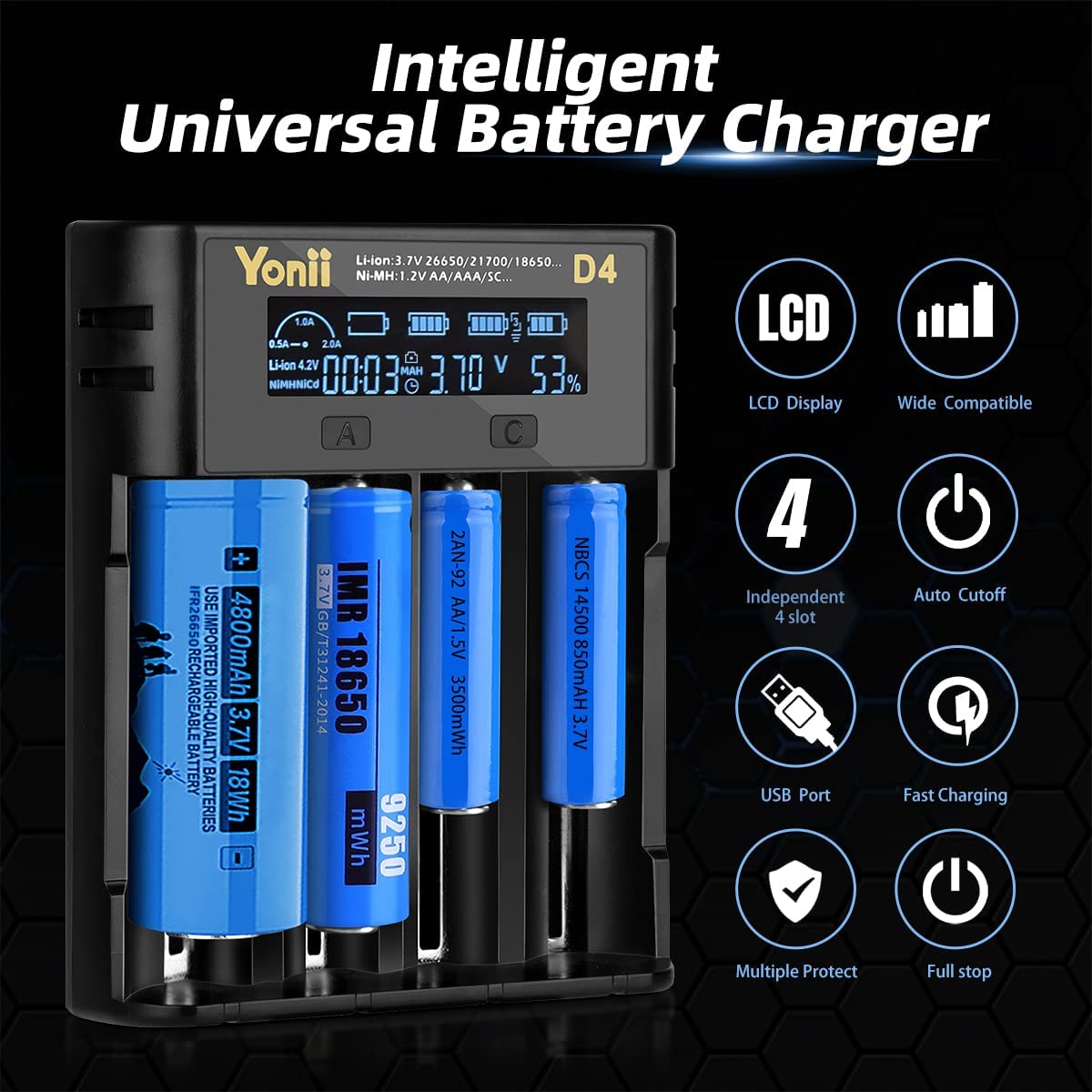 CHARGEUR DE BATTERIE intelligent For AA AAA 1.5V Rechargeable