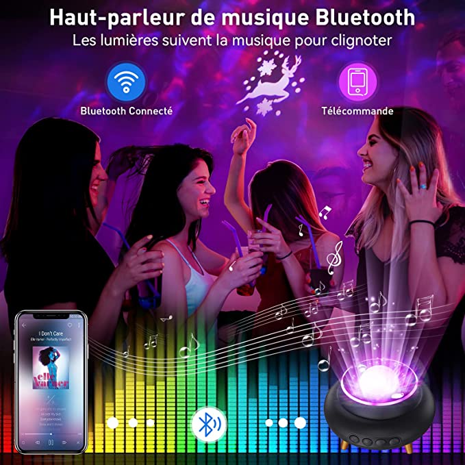 Projecteur de ciel étoilé, lampe de projecteur étoilée à LED étoilée /  vagues d'eau / haut-parleur Bluetooth parfait pour la fête 