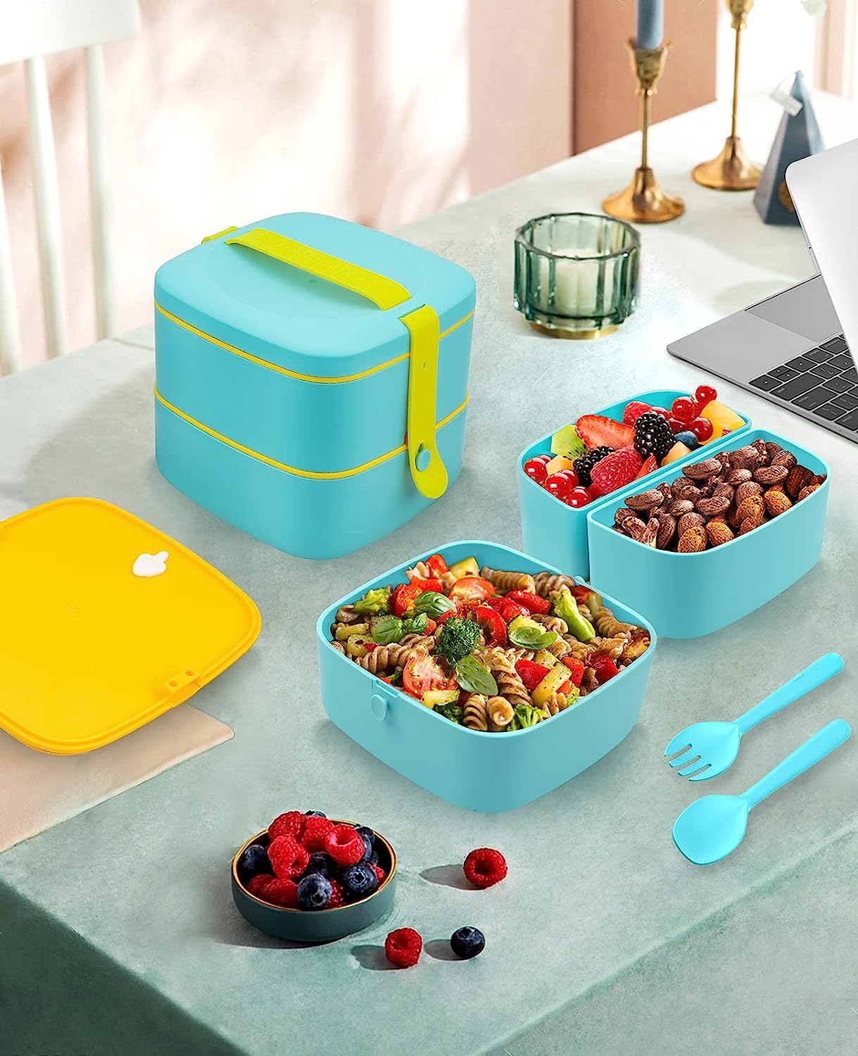 6 Compartment Lunch Boxes. Bento Box Lunchbox Snack Containers for